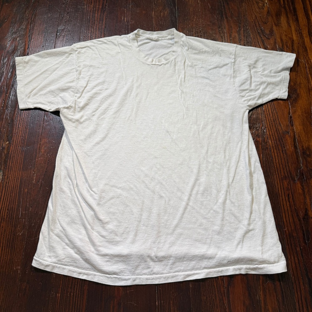Vintage 90s Fruit of the Loom Shirt Men 3XL White Single Stitch Blank USA Thin